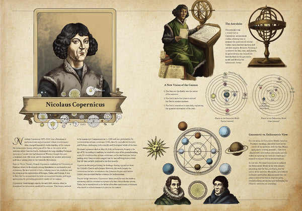 Book about Nicolaus Copernicus with illustrations and diagrams.
