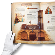 Open pages of The Codex showing illustrated history of sewers and sanitation systems, with diagrams of flushing, drainage, and underground tunnels.