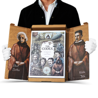 Unboxing The Codex, an illustrated encyclopedia of inventions, with slipcase artwork featuring Albert Einstein and Nikola Tesla.